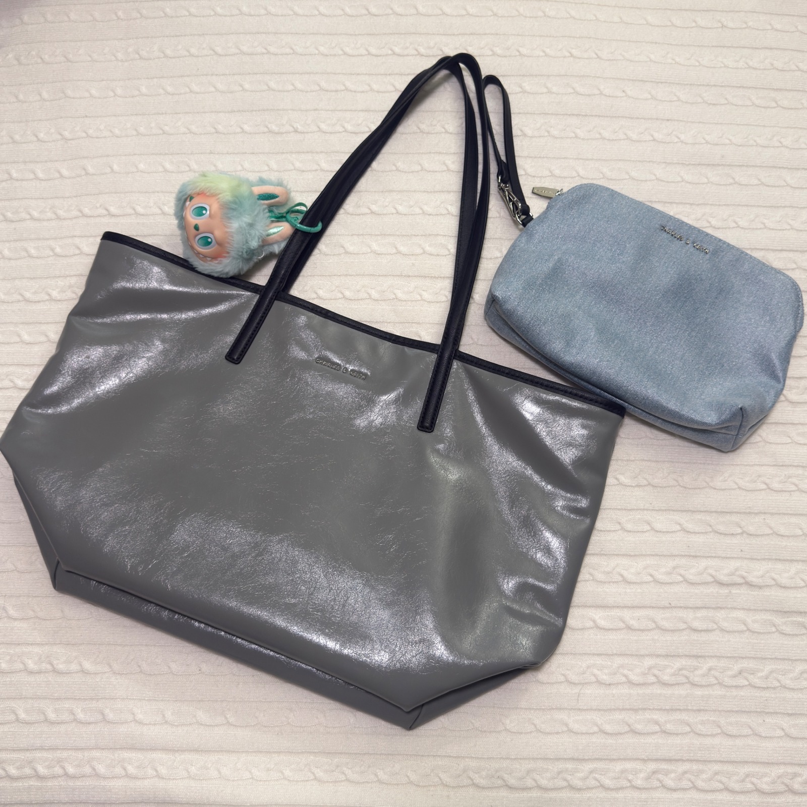 Charles & Keith Sianna Reversible Tote Bag In Gray